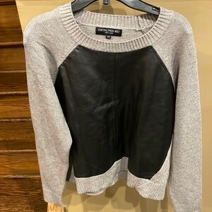 Central park west sweater with leather front